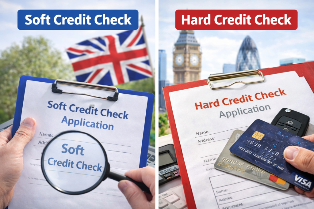 Soft credit check vs hard credit check comparison in the UK