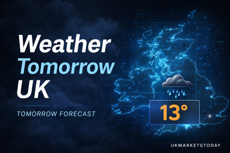 UK weather tomorrow forecast map showing rain and temperature