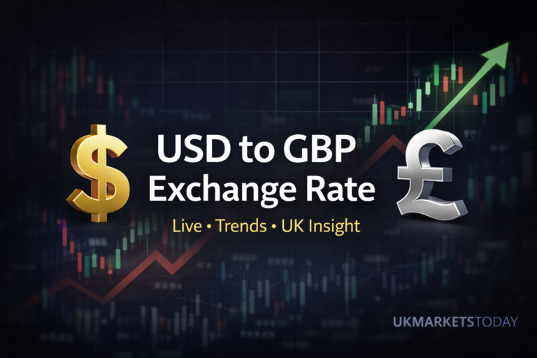USD to GBP exchange rate growth chart showing rising UK pound value
