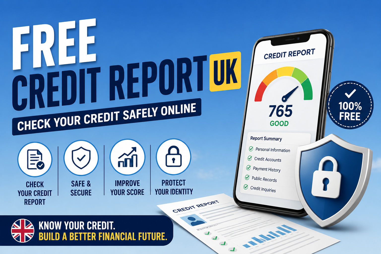 Free credit report UK credit score graphic