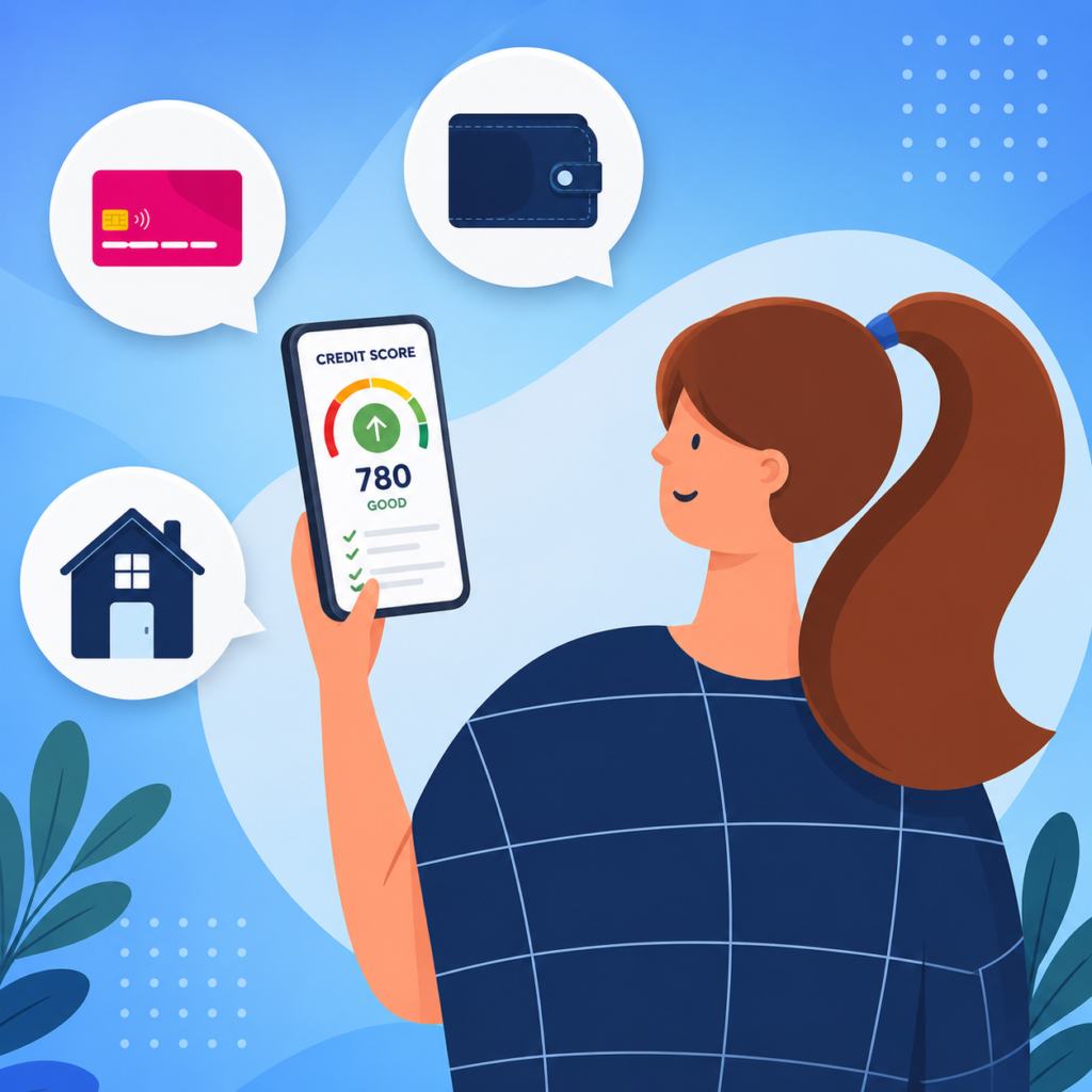 Free credit report UK mobile finance illustration