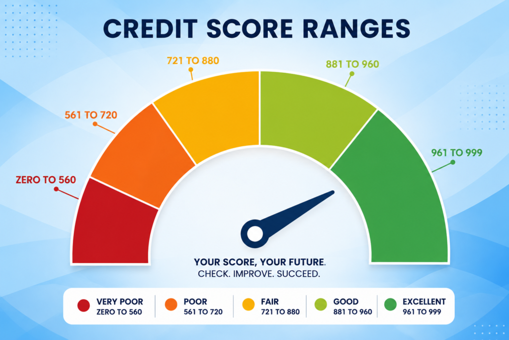 Free credit report UK score range infographic