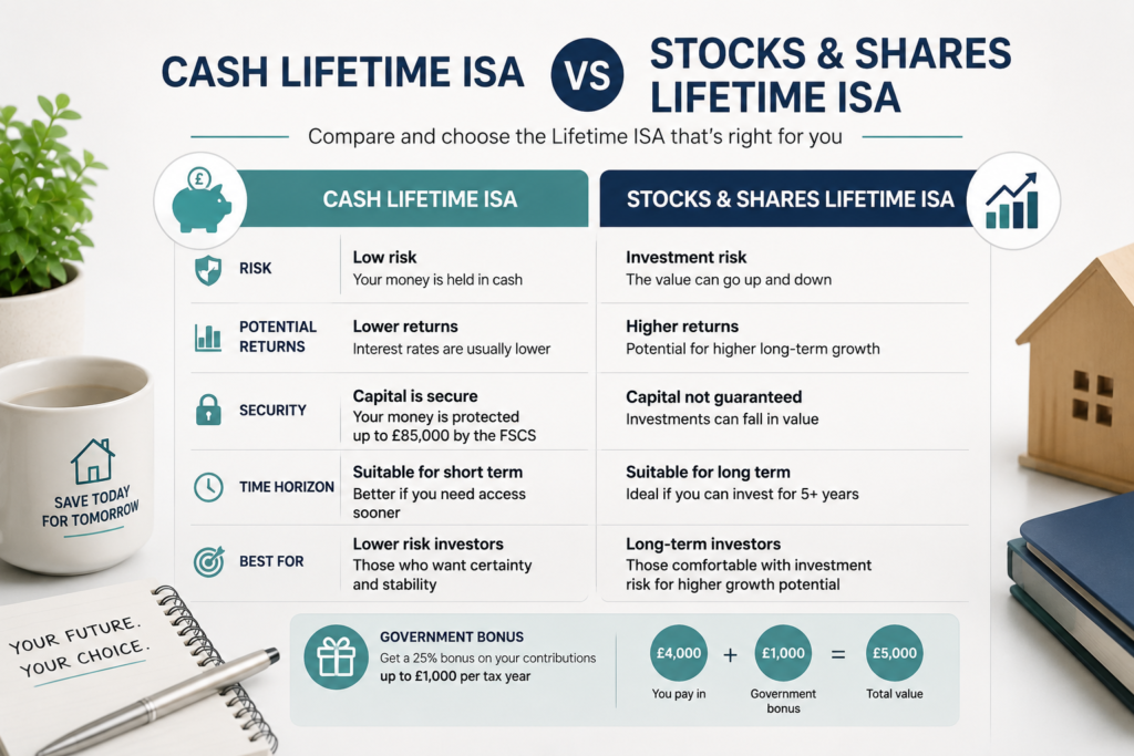 Cash Lifetime ISA vs Stocks and Shares Lifetime ISA comparison