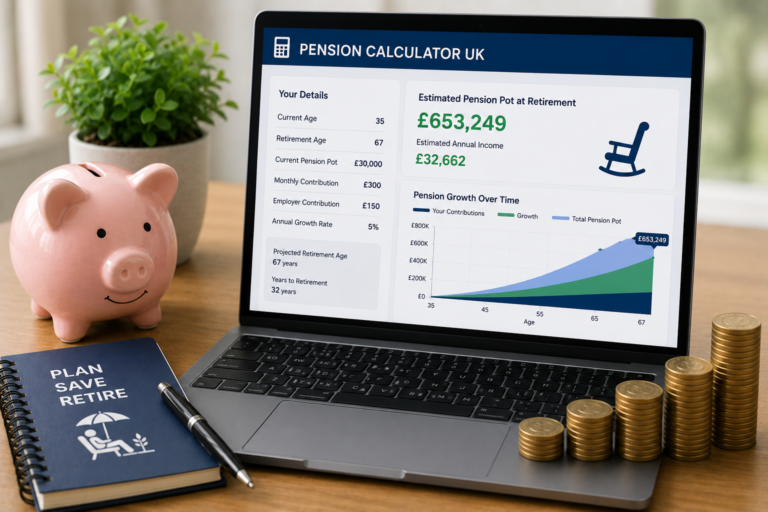 Pension Calculator UK and retirement savings growth chart