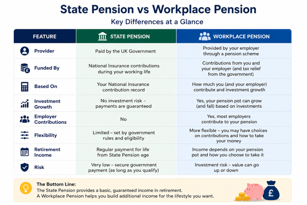 State Pension and workplace pension comparison chart