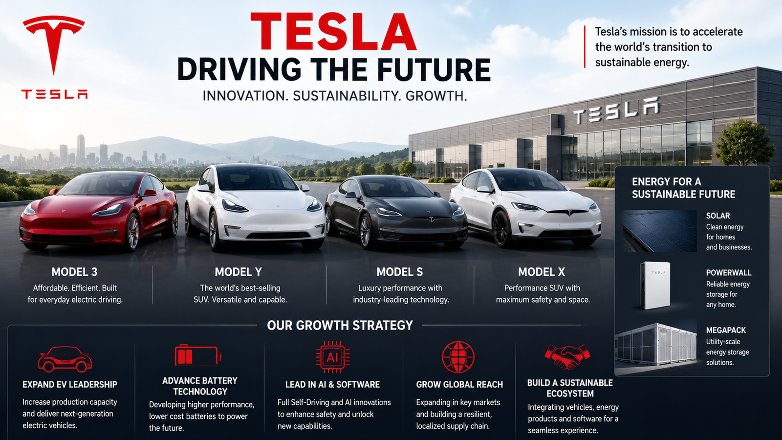 Tesla electric vehicles and company growth strategy