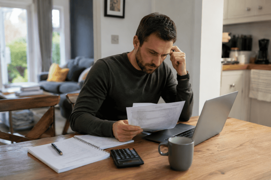 British homeowner checking mortgage payments after a Bank Rate update