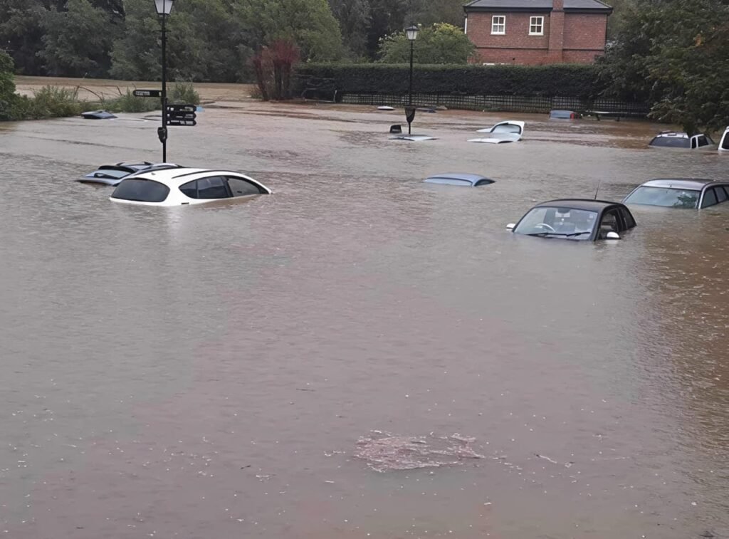 Flood damage near Tapton Terrace after Storm Babet