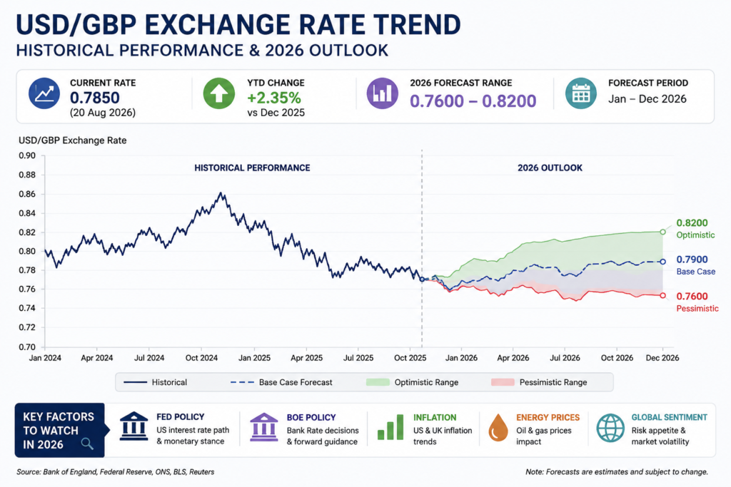 US Dollar to UK Pound Forecast 2026: USD/GBP Exchange Rate Trend