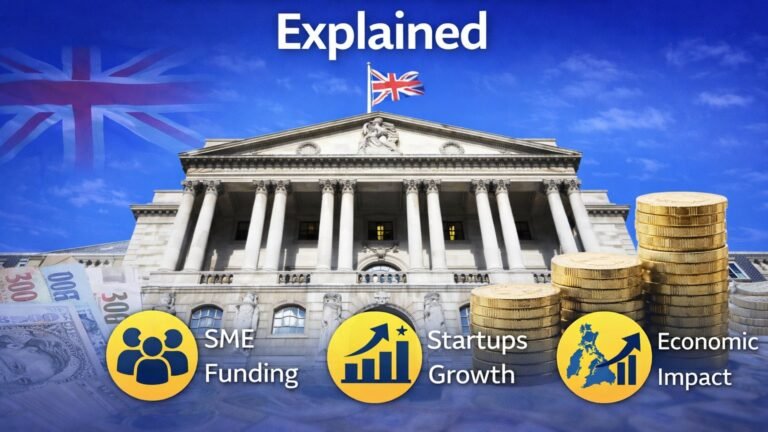 British Business Bank building with London financial district skyline