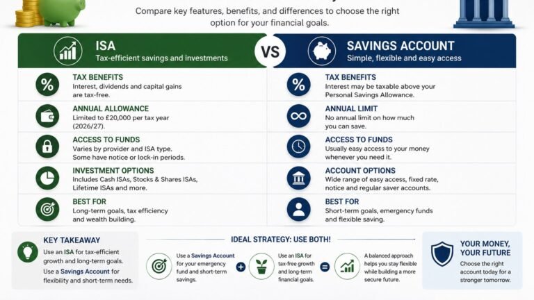 ISA vs Savings Account comparison for UK savers