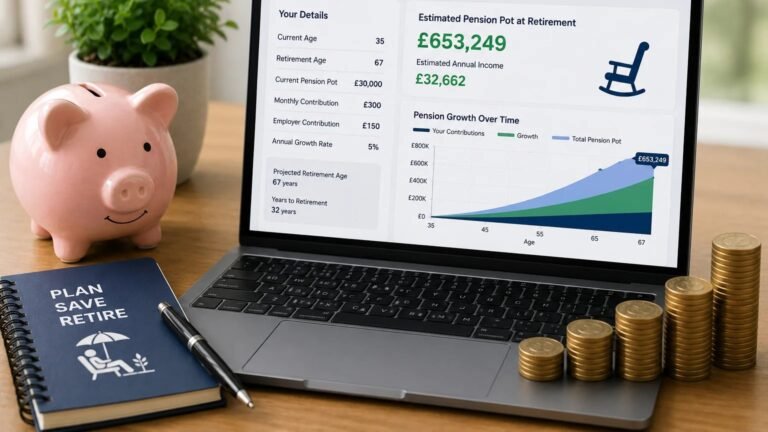 Pension Calculator UK and retirement savings growth chart