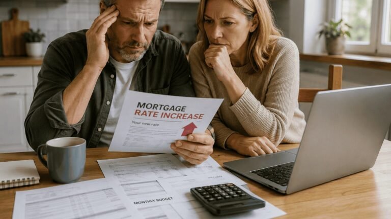 British homeowners reviewing mortgage documents after UK mortgage rates increased in 2026.