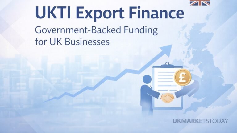 UKTI export finance process diagram showing government-backed funding support for UK exporters